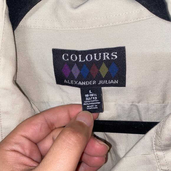 Colours Alexander Julian Tan Button Down Shirt Men's Size Large 16-16.5 32/33 - Picture 4 of 5